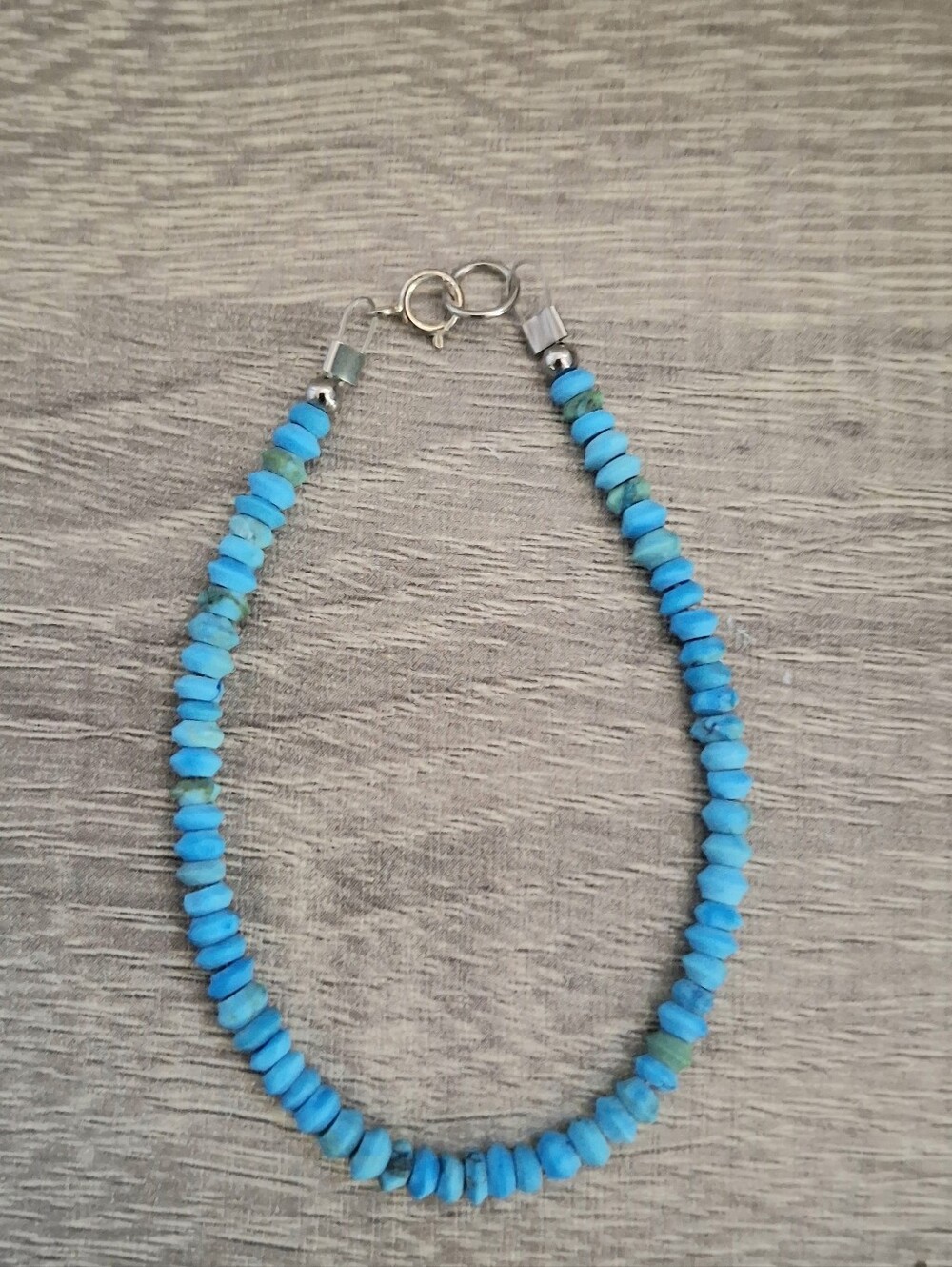 Bracelet Turquoise Saucer Beads With Sterling Silver Hardware 6.5"